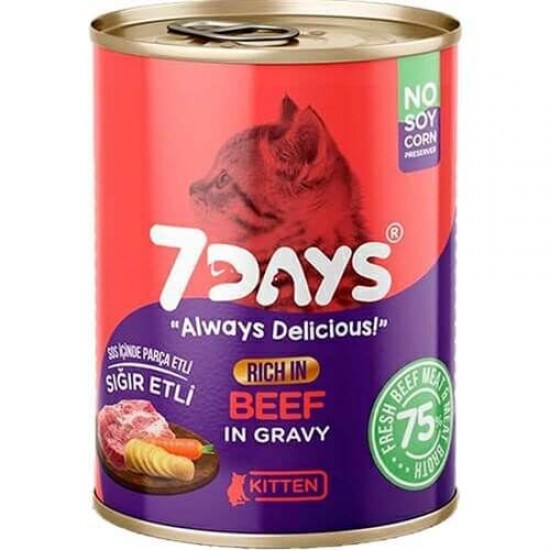 7 DAYS YAVRU KEDİ KONSERVESİ - KITTEN SIĞIR ETLİ 415 GR