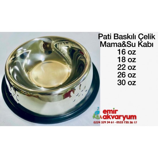 EMİR ÇELİK MAMA KABI - PATİ BASKI 30 OZ - DG-1280