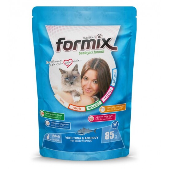 FORMIX YAVRU KEDİ KONSERVESİ - TON BALIKLI HAMSİLİ 85 GR.