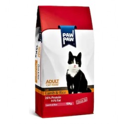 PAWPAW KEDİ MAMASI - KUZU ETLİ PRİNÇLİ 15 KG.