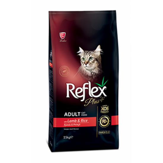 REFLEX PLUS KEDİ MAMASI - KUZU ETLİ PİRİNÇLİ 15 KG.