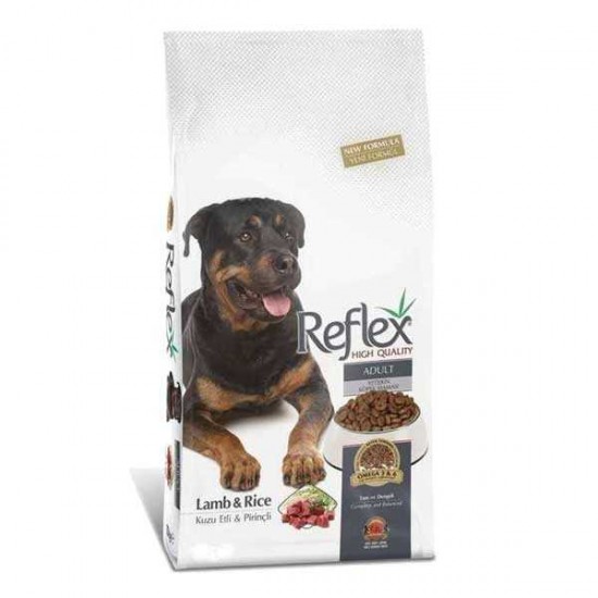 REFLEX YETİŞKİN KÖPEK MAMASI - KUZU ETLİ PİRİNÇLİ 15 KG.