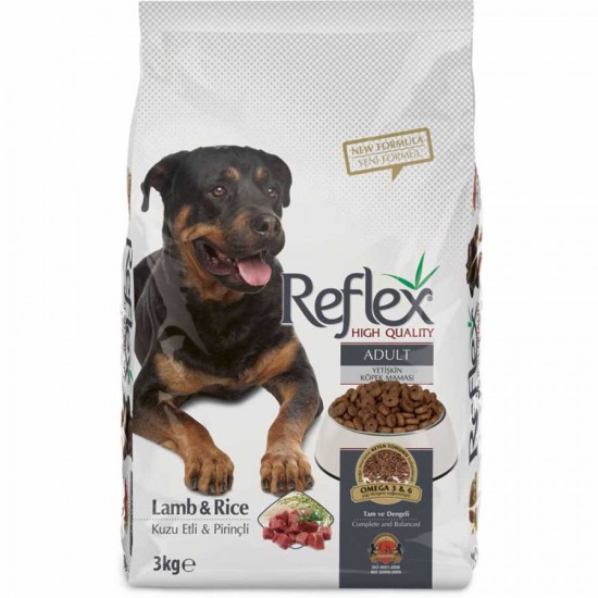 REFLEX YETİŞKİN KÖPEK MAMASI - KUZU ETLİ PİRİNÇLİ 3 KG.