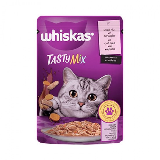 WHISKAS YAVRU KEDİ KONSERVESİ - TASTYMIX SOMON 85 GR.