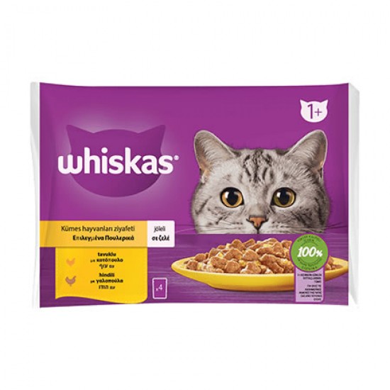 WHISKAS KEDİ KONSERVE - KÜMES HAYVANLI 4*85