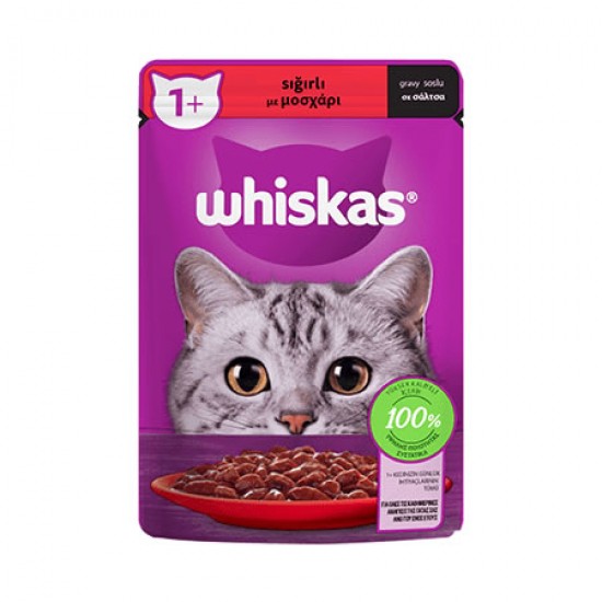 WHISKAS KEDİ KONSERVESİ - SIĞIRLI 85 GR.