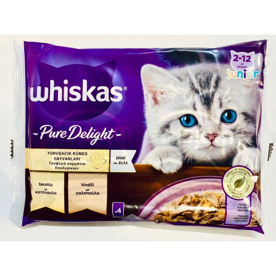 WHISKAS YAVRU KEDİ KONSERVESİ - YUMUŞACIK KÜMES HAYVANLI 4*85