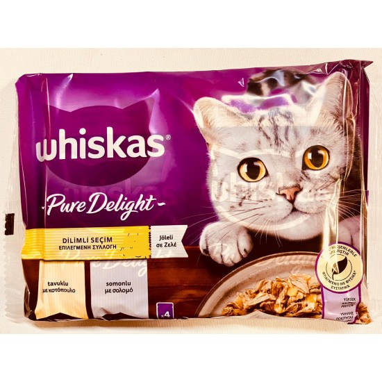 WHISKAS KEDİ KONSERVESİ - TAVUK SOMON DİLİMLİ SEÇİM 4*85 GR.